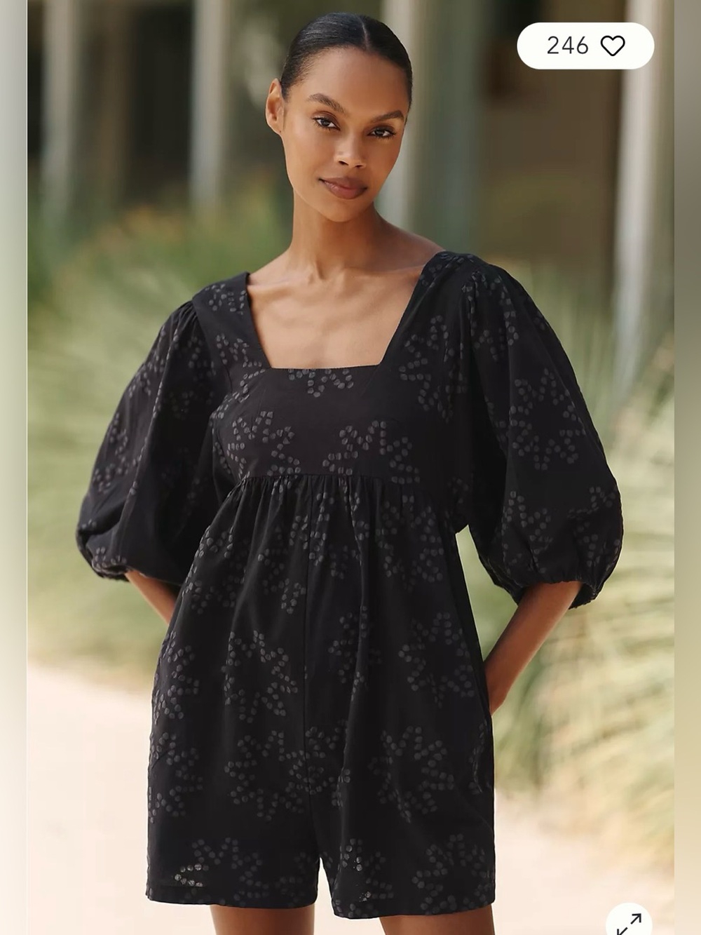 Anthropology | Puff-Sleeve Cotton Romper - Picture 14 of 16